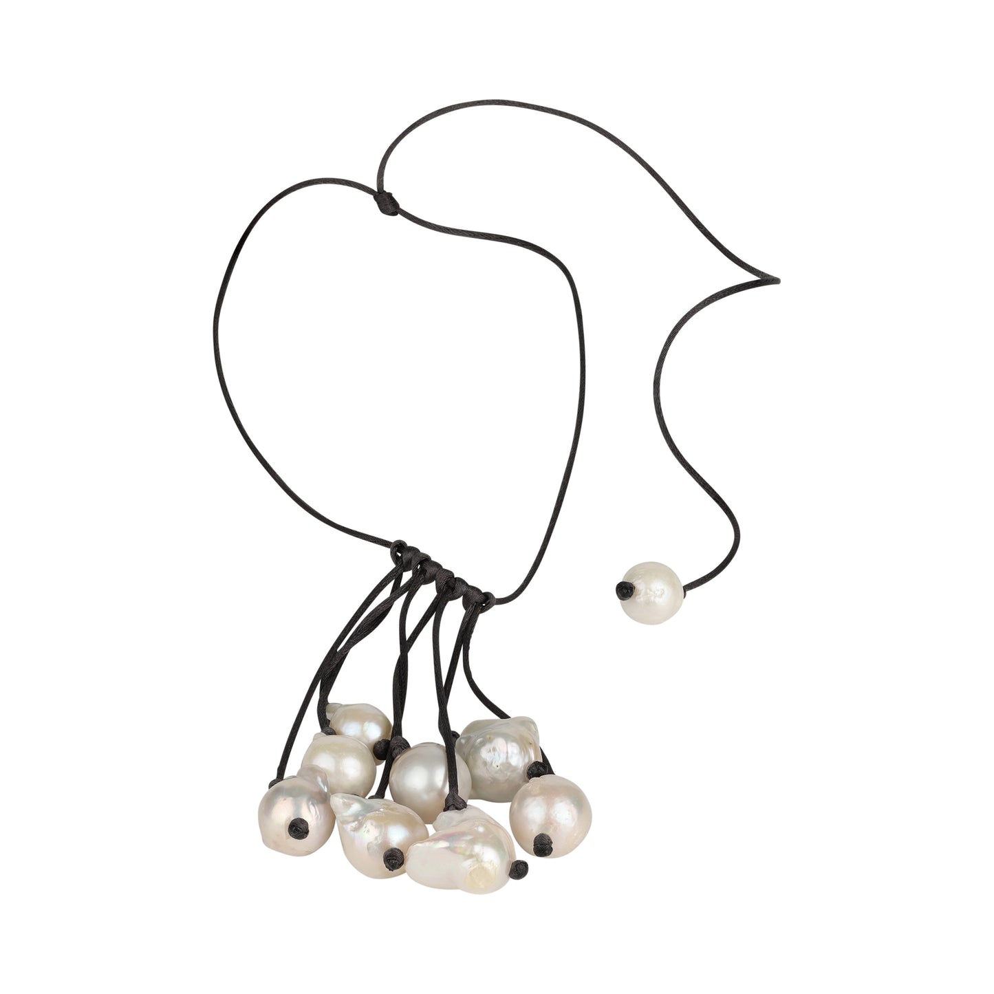 Beautiful Necklace with a grape of Baroque Freshwater pearls on satin thread