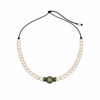 Elegant freshwater pearl necklace with peridot and diopside embellishments.