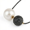 Close up of the Elegant Necklace Zephyr on chain with a freshwater pearl and a ball of black spinel-JLLPearl
