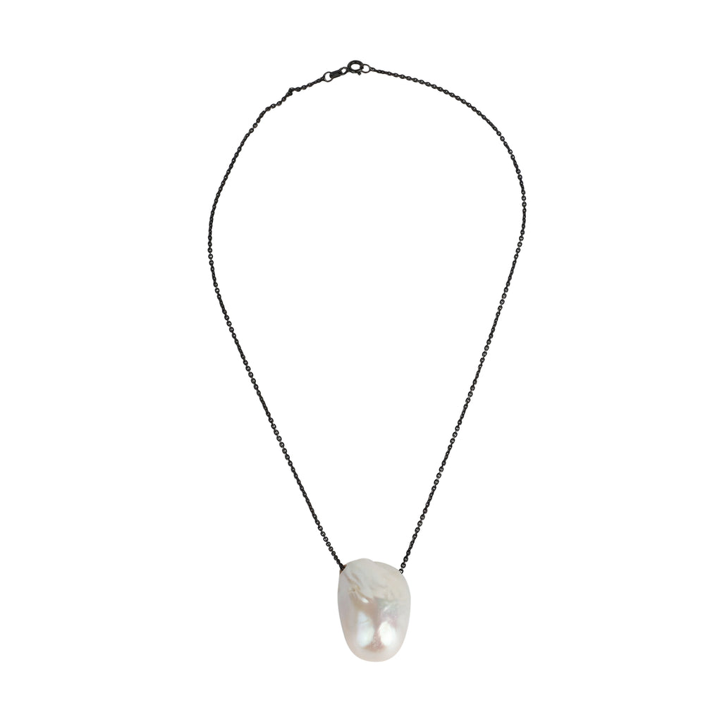 Amanda baroque freshwater pearl necklace on black oxidized chain – JLL Pearl
