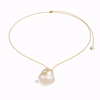 Mila baroque freshwater pearl necklace with white topaz gold-plated stars on golden satin thread – JLL Pearl