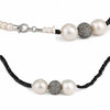 Close-up of Mina necklace – black spinel beads, white topaz and freshwater pearl detail, JLL Pearl