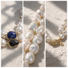 Close-up of Nati necklace – lapis lazuli, sapphire and gold detail, JLL Pearl