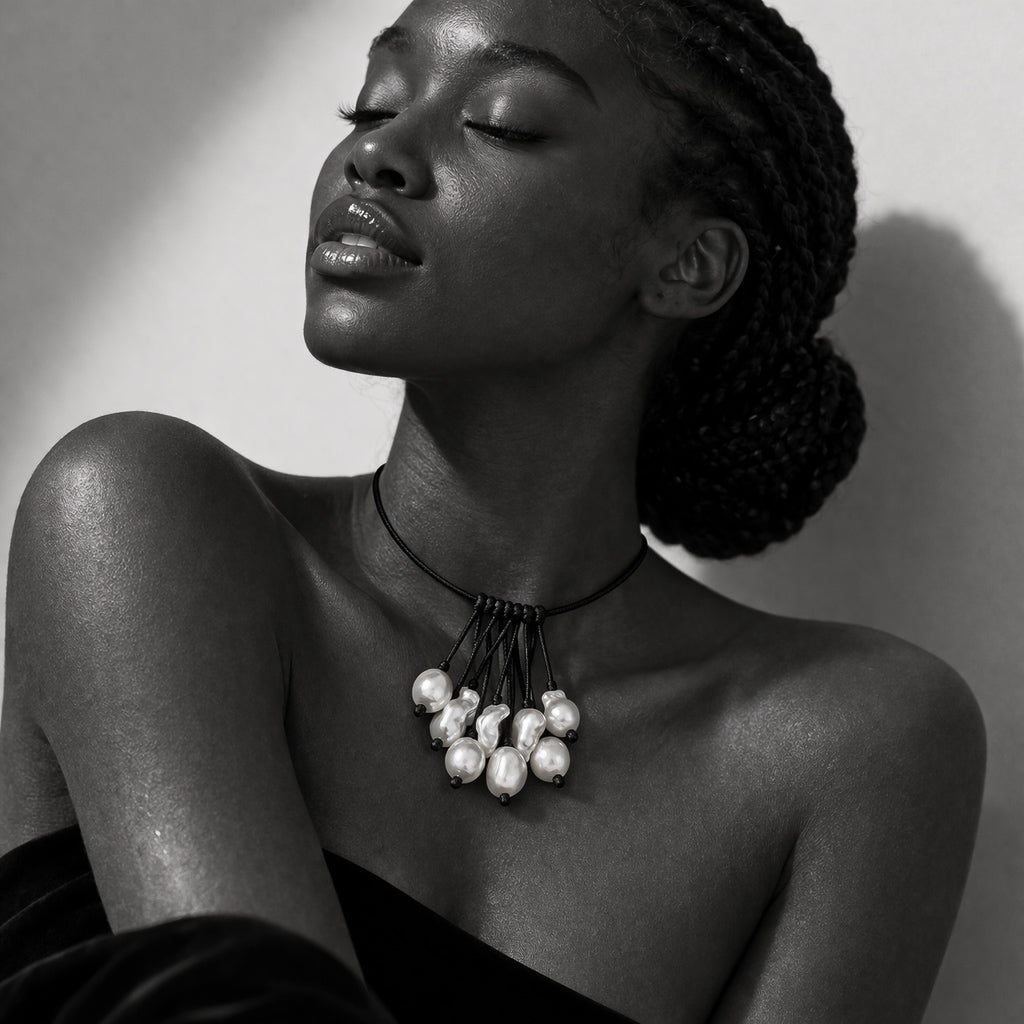 Peipei JLL Pearl necklace worn as choker – baroque freshwater pearl cluster