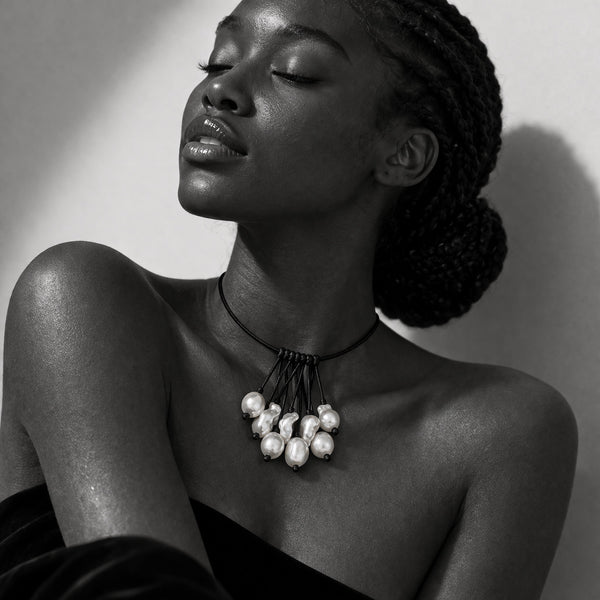 Peipei JLL Pearl necklace worn as choker – baroque freshwater pearl cluster