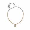 Romy gold hematite necklace with white topaz pear and yellow sapphire on satin thread – JLL Pearl