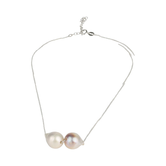 Baroque Freshwater Pearls on Delicate Chain, Elegant Necklace