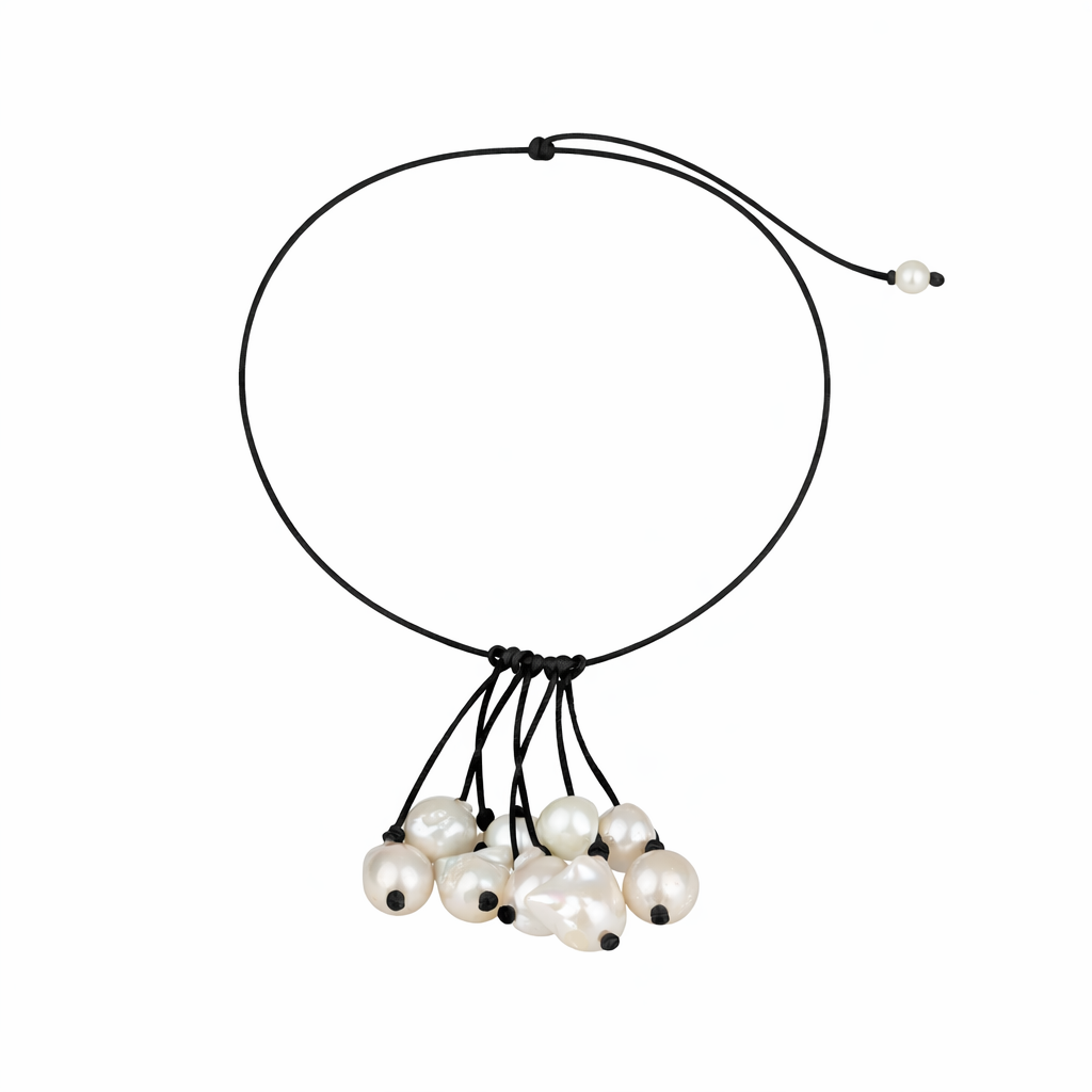 Necklace with pearls on a white background